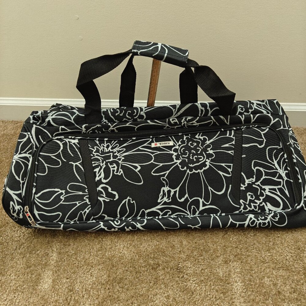 Rolling Duffle Bag Floral Print Carry-On Luggage 2